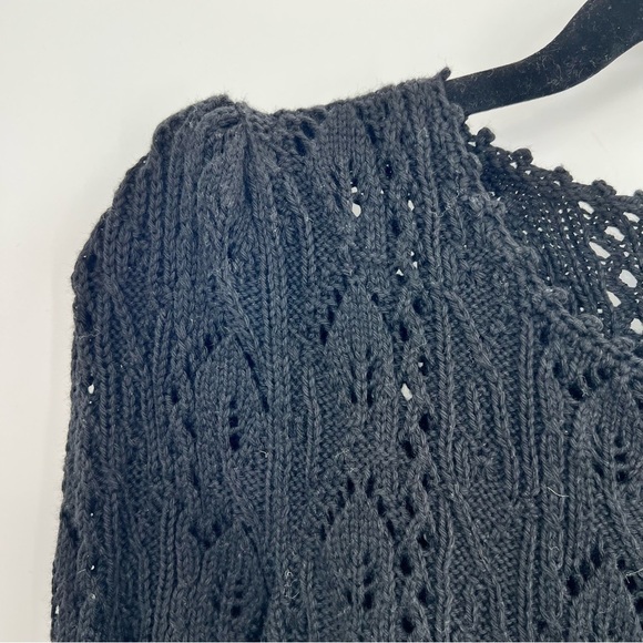 NWT St.Roche Filigree Floral Knit Crochet Sweater Peplum Pullover Top Black S - Picture 8 of 13